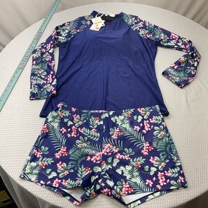 Floral Blue Women's Bikini Set